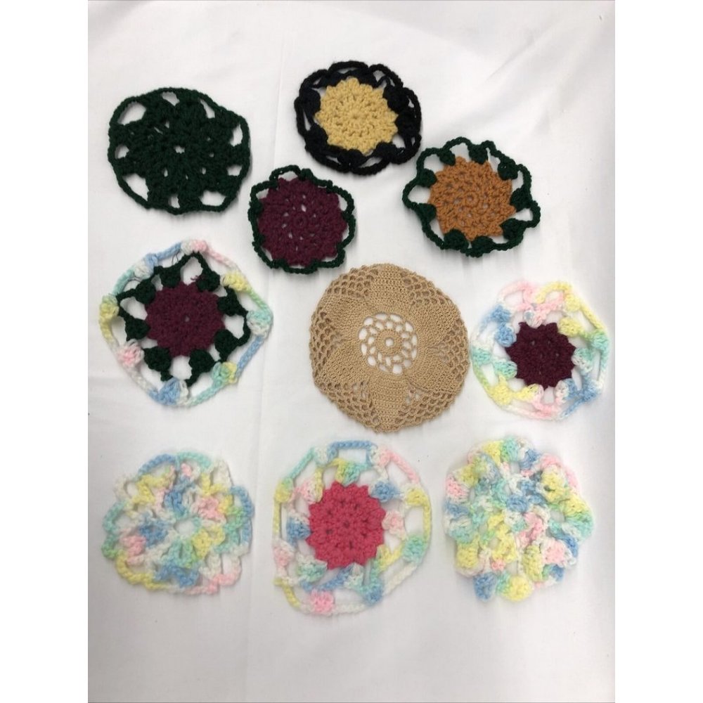 Hand Crochet Doilies 4-6" Lace & Crochet Colorful